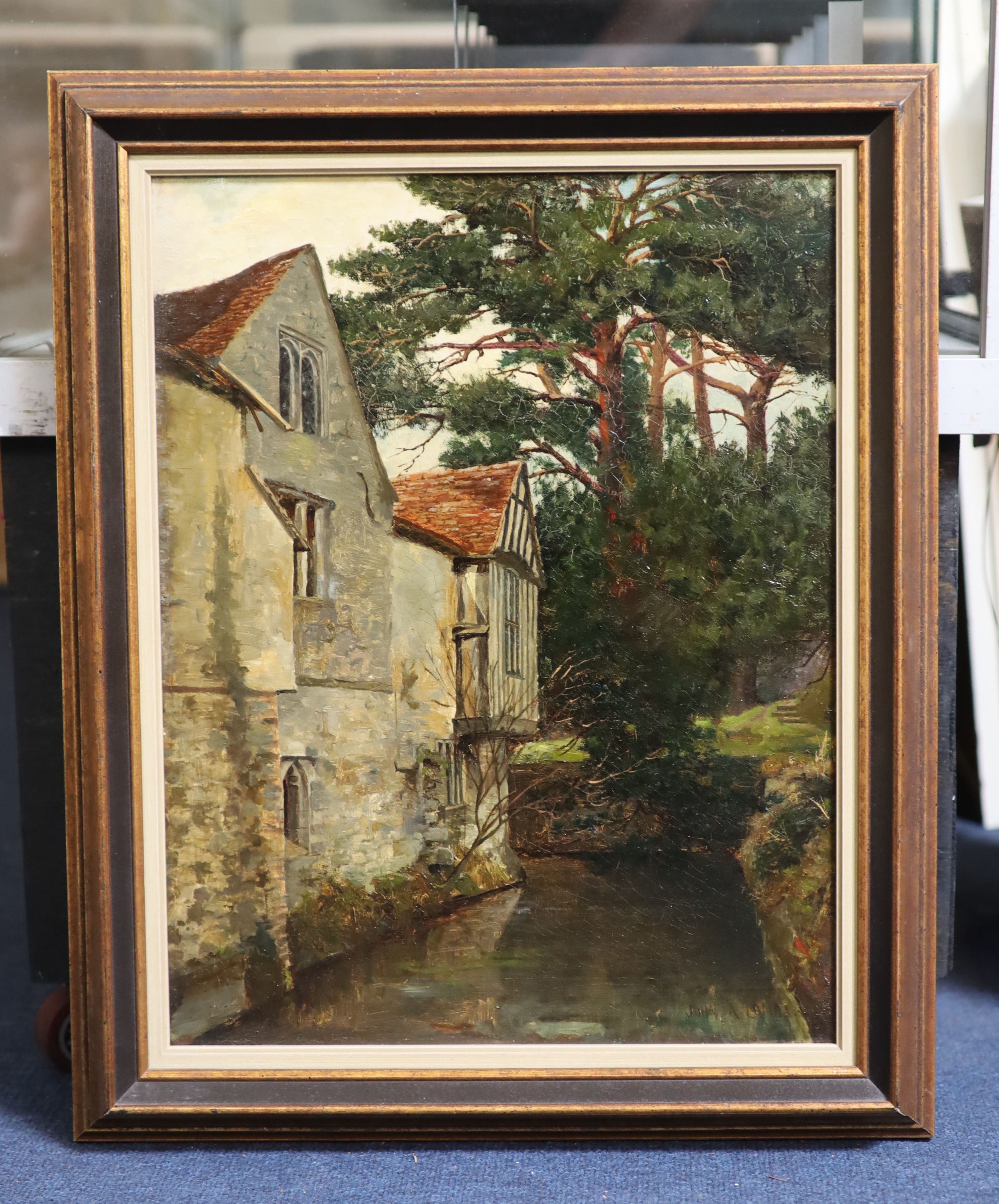 John Arthur Lomax (1857-1923), oil on canvas, Ightham Mote, signed, 45 x 35cm
